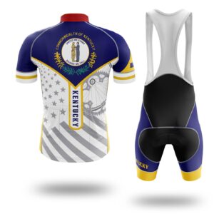 Custom Kentucky State Flag Cycling Kit, Cycling Personalized Name Jersey - Short Sleeve Cycling Jersey Kit-White