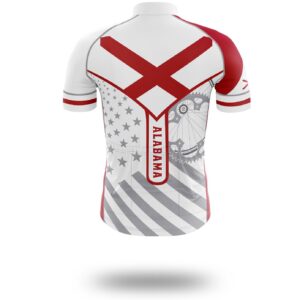 Alabama Cycling Jersey, Alabama State Flag Cycling Set - Short Sleeve Cycling Jersey-White