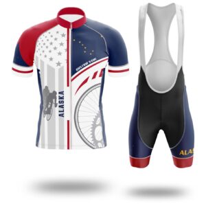 Alaska Cycling Jersey, Alaska State Flag Cycling Set - Short Sleeve Cycling Jersey Kit-White