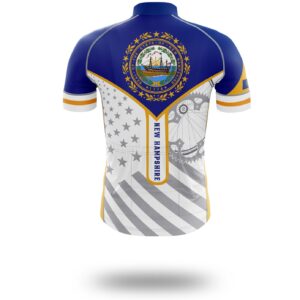 Custom Name New Hampshire State Flag Cycling Kit, Cycling Personalized Name Jersey - Short Sleeve Cycling Jersey-White