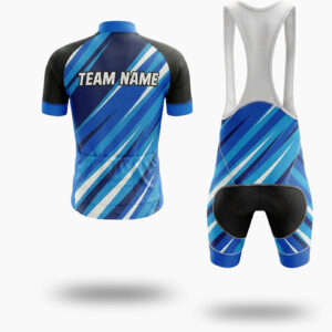 Custom Team Name, Personalized Name, Custom Team Logo Men's Blue Cycling Jersey - Short Sleeve Cycling Jersey Kit-White