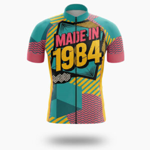 Custom Year Retro Cycling Jersey, Retro Made In 1984 Men's Bike Jersey - Short Sleeve Cycling Jersey-White