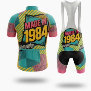 Custom Year Retro Cycling Jersey, Retro Made In 1984 Men's Bike Jersey - Short Sleeve Cycling Jersey Kit-White