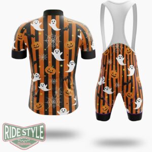 Cute Spooky Halloween Ride Cycling Jersey Kit - Short Sleeve Cycling Jersey Kit-White