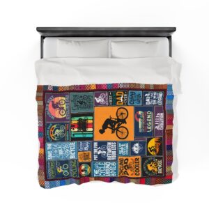 Cycling Blanket, Love Bicycle Blanket, Love Cycling, Gift For Cyclist Velveteen Plush Blanket