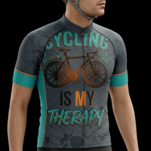 Cycling Is My Therapy Cycling Jersey, Cycling Bicycle Shirt, Bib Short 1