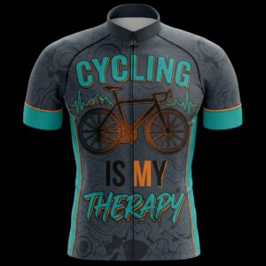 Cycling Is My Therapy Cycling Jersey, Cycling Bicycle Shirt, Bib Short - Men's Short Sleeve Jersey - S