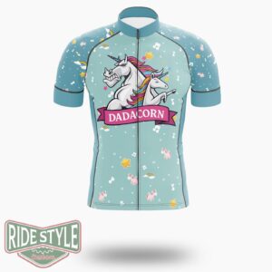 Dadicorn Funny Fathers Day Unicorn Cycling Jersey Kit, Bicycle Clothing - Short Sleeve Cycling Jersey-White