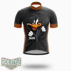 Daffy Duck Inspired Funny Cartoon Duck 90s Retro Looney Tunes Style Cycling Jersey Kit - Short Sleeve Cycling Jersey-White