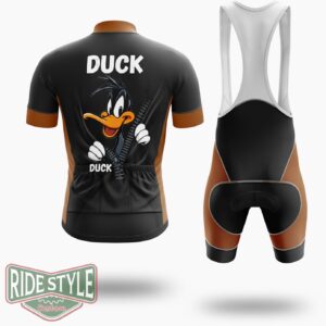 Daffy Duck Inspired Funny Cartoon Duck 90s Retro Looney Tunes Style Cycling Jersey Kit - Short Sleeve Cycling Jersey Kit-White