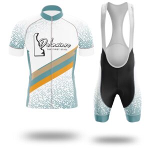 Delaware State Cycling Jersey, Delaware Map Cycling Jersey or Bib Short - Short Sleeve Cycling Jersey Kit-White