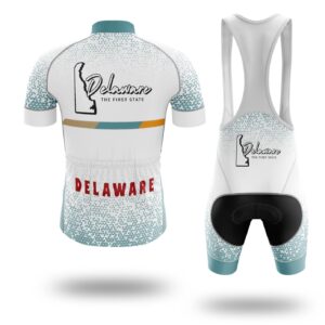 Delaware State Cycling Jersey, Delaware Map Cycling Jersey or Bib Short - Short Sleeve Cycling Jersey Kit-White