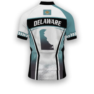 Delaware States Cycling Jersey, Maps Haftone Vintage Pattern Men Women Jersey Full Kit - Short Sleeve Cycling Jersey-White