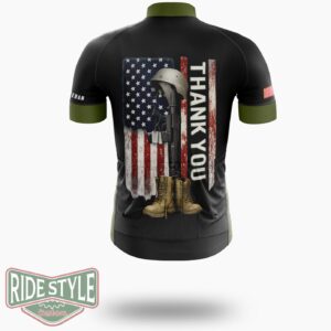 Distressed Memorial Day Flag Military Boots Dog Tags Cycling Jersey Kit - Short Sleeve Cycling Jersey-White