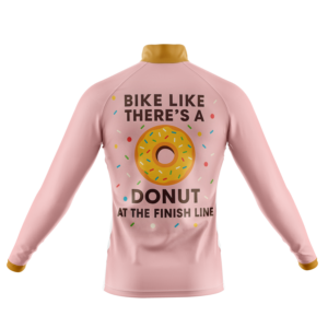 Donut Cycling Jersey - Bike Like There's A Donut At The Finish Line Long Sleeve Cycling Jersey - Cycling Long Sleeve Jersey-White