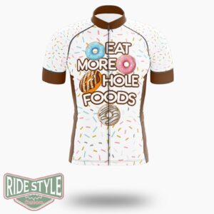 Donut Eat More Hole Foods Funny Cycling Jersey Kit, Bicycle Clothing Summer New - Short Sleeve Cycling Jersey-White