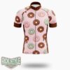Donut Print Full Pink Cycling Jersey Kit - Short Sleeve Cycling Jersey-White