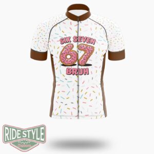 Donut Six Seven Bruh Cycling Jersey Kit, Bicycle Clothing Summer New - Short Sleeve Cycling Jersey-White