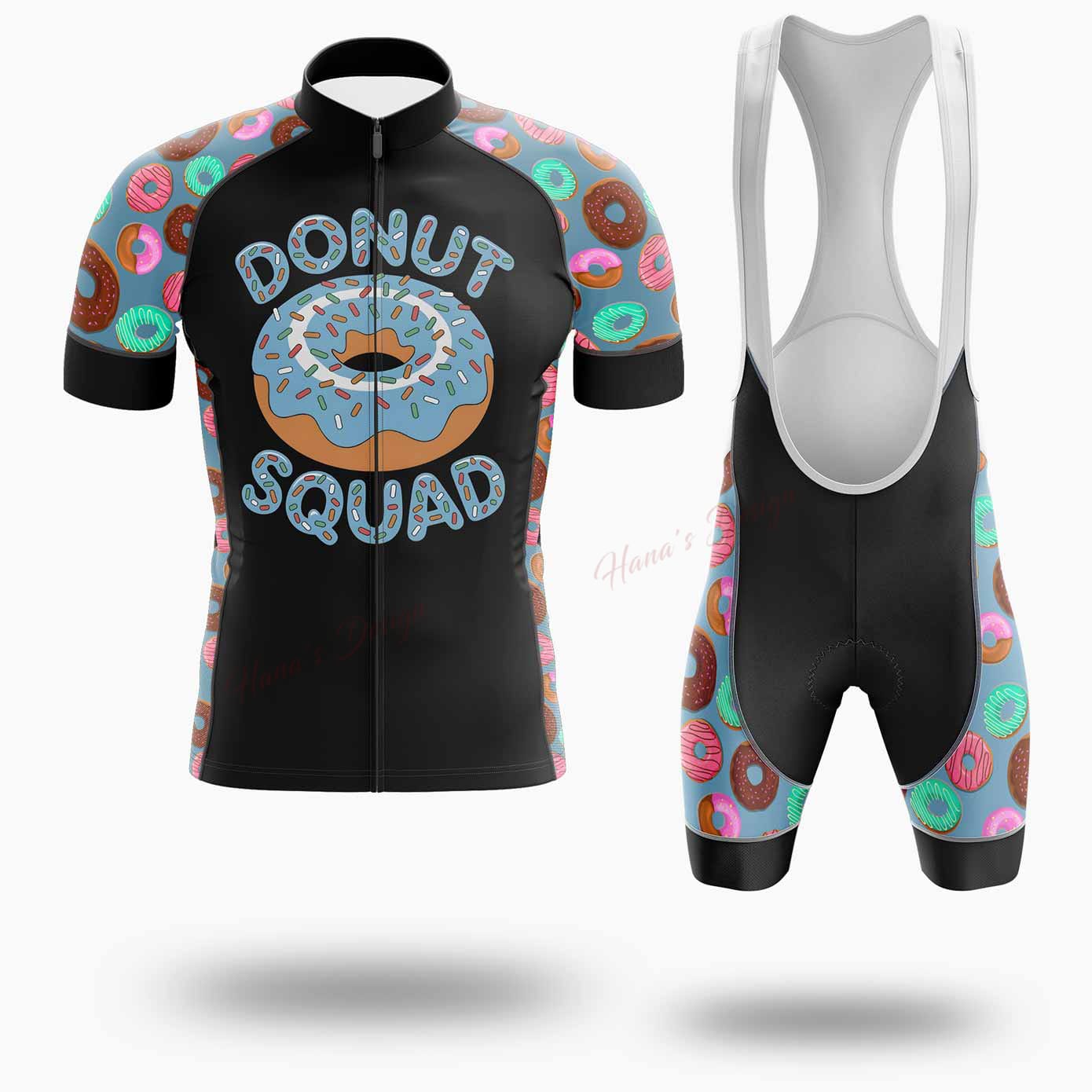 Donut Squad Funny Donut Lover Cycling Jersey Short Sleeve - Short Sleeve Cycling Jersey Kit-White