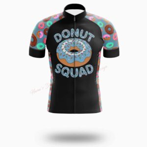 Donut Squad Funny Donut Lover Cycling Jersey Short Sleeve - Short Sleeve Cycling Jersey-White