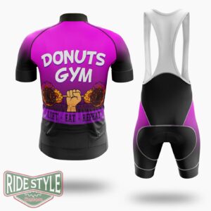 Donuts Gym Dessert Food Fitness Exercise Doughnut Sport Cycling Jersey Kit, Bicycle Clothing - Short Sleeve Cycling Jersey Kit-White