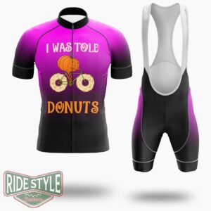 Donuts Pumpkin I Was Told There Would Be Donuts Cycling Jersey Kit, Bicycle Clothing - Short Sleeve Cycling Jersey Kit-White