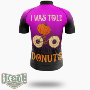 Donuts Pumpkin I Was Told There Would Be Donuts Cycling Jersey Kit, Bicycle Clothing - Short Sleeve Cycling Jersey-White