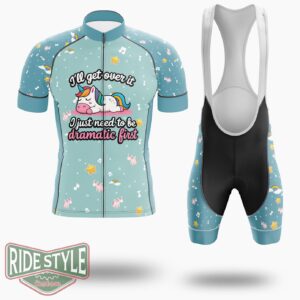 Dramatic Unicorn It I Just Need To Be Dramatic First Humor Cycling Jersey Kit, Bicycle Clothing - Short Sleeve Cycling Jersey Kit-White