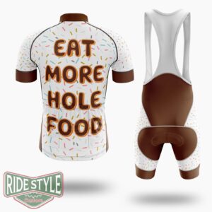 Eat More Hole Food Cycling Jersey Kit, Bicycle Clothing Summer New - Short Sleeve Cycling Jersey Kit-White