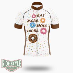 Eat More Hole Foods Shirt Cycling Jersey Kit, Bicycle Clothing Summer New - Short Sleeve Cycling Jersey-White
