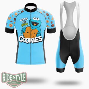 Elmo And Cookie Monster Cycling Jersey Kit, Bicycle Clothing - Short Sleeve Cycling Jersey Kit-White