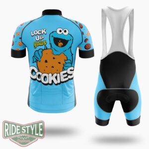 Elmo And Cookie Monster Cycling Jersey Kit, Bicycle Clothing - Short Sleeve Cycling Jersey Kit-White