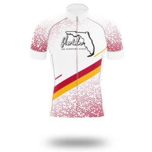 Florida Map Cycling Short Sleeve Jersey, Florida Map State Cycling Jersey and Bib Short - Short Sleeve Cycling Jersey-White