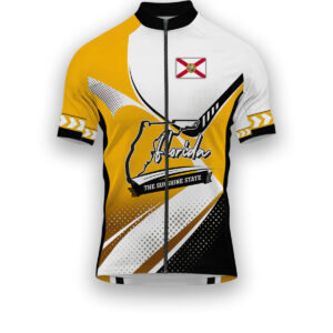 Florida States Cycling Jersey, Maps Haftone Vintage Pattern Men Women Jersey Full Kit - Short Sleeve Cycling Jersey-White