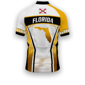 Florida States Cycling Jersey, Maps Haftone Vintage Pattern Men Women Jersey Full Kit - Short Sleeve Cycling Jersey-White