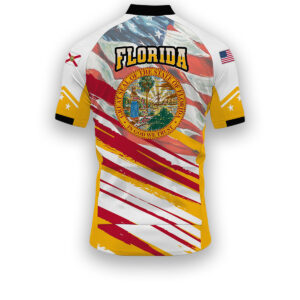 Florida States Cycling Jersey, USA Flag Men Women Jersey Full Kit - Short Sleeve Cycling Jersey-White