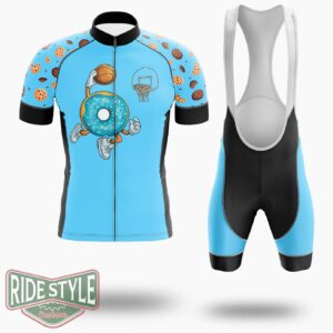 Funny Basketball Donut Cycling Jersey Kit, Bicycle Clothing - Short Sleeve Cycling Jersey Kit-White