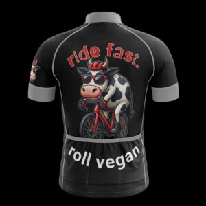Funny Cow Ride Fast Roll Vegan Cycling Jersey, Cycling Bicycle Shirt 3