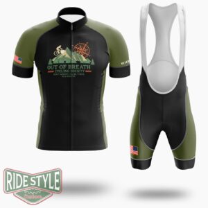 Funny Cycling Jersey, Out Of Breath Cycling Society Jersey - Short Sleeve Cycling Jersey Kit-White