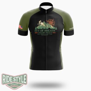 Funny Cycling Jersey, Out Of Breath Cycling Society Jersey - Short Sleeve Cycling Jersey-White