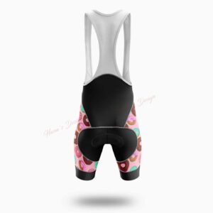 Funny Donut, I'm Just Here For The Donuts Cycling Jersey Short Sleeve - Bib Shorts-White