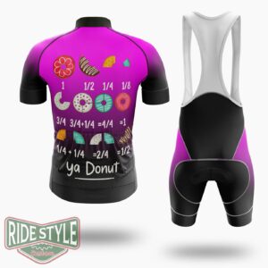 Funny Math Donut Fraction Back To School Teacher Cycling Jersey Kit, Bicycle Clothing - Short Sleeve Cycling Jersey Kit-White