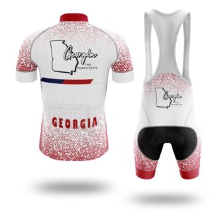 Georgia Cycling Short Sleeve Jersey, Georgia Map Cycling Jersey and Bib Short - Short Sleeve Cycling Jersey Kit-White
