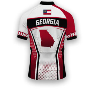 Georgia States Cycling Jersey, Maps Haftone Vintage Pattern Men Women Jersey Full Kit - Short Sleeve Cycling Jersey-White