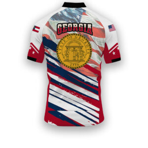 Georgia States Cycling Jersey, USA Flag Men Women Jersey Full Kit - Short Sleeve Cycling Jersey-White