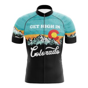 Get High in Colorado Retro State Flag Mountains Retro Cycling Jersey Kit