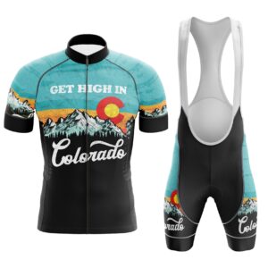 Get High in Colorado Retro State Flag Mountains Retro Cycling Jersey Kit
