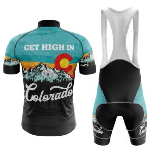 Get High in Colorado Retro State Flag Mountains Retro Cycling Jersey Kit