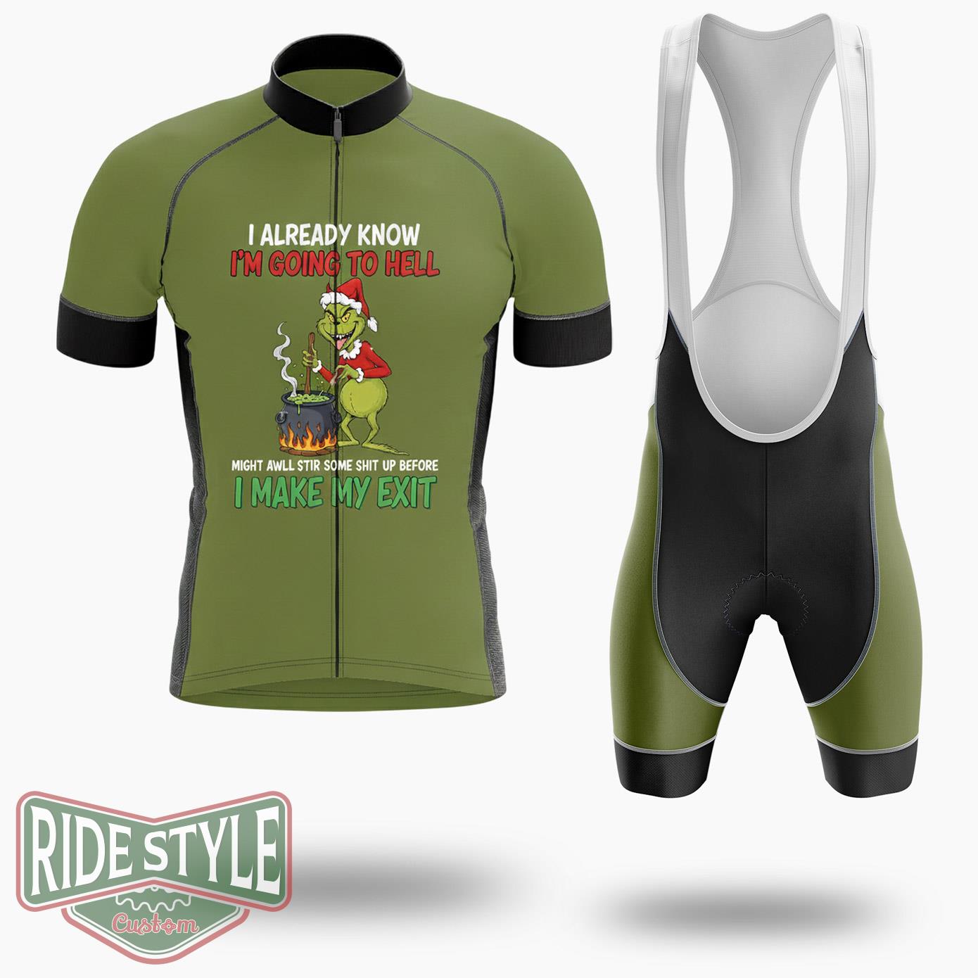 Ggrinch I Already Know Im Going To Hell Cycling Jersey Kit - Short Sleeve Cycling Jersey Kit-White
