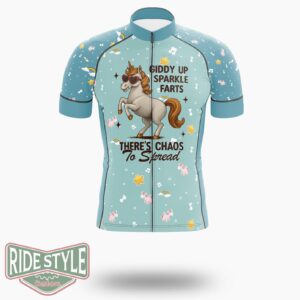 Giddy Up Sparkle Farts Cycling Jersey Kit, Bicycle Clothing - Short Sleeve Cycling Jersey-White
